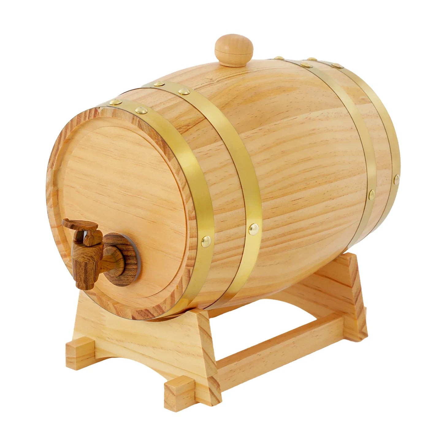 3L Weinfass aus Holz, Original Holzweinfass für Wein und Whisky mit Ständern und Zapfhahn, Ellipsenförmige Aufbewahrung für Apartments