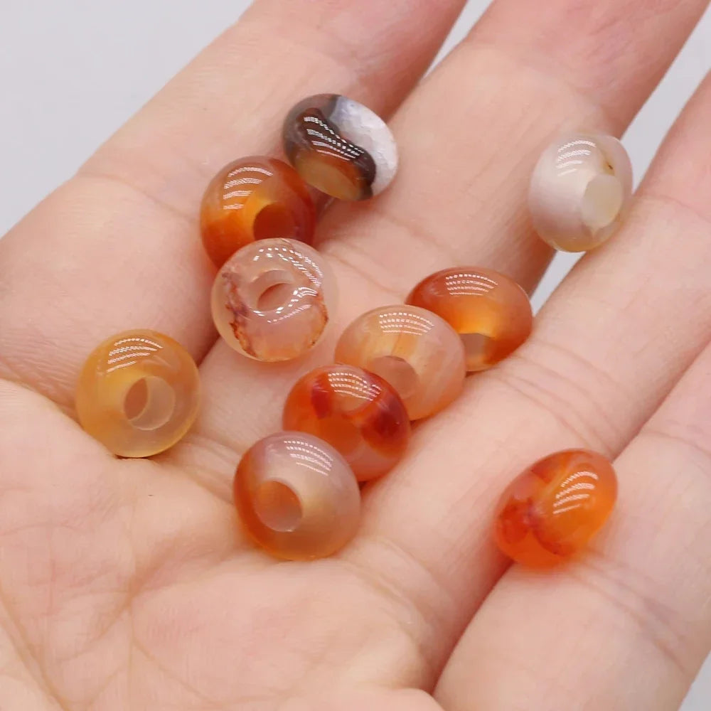 Großhandel 100 Stück Natursteinperlen, großes Loch, Abacus-Form, Agts-Steinperlen für die Herstellung von Schmuck, Halsketten, Loch 4 mm, Größe 5 x 10 mm
