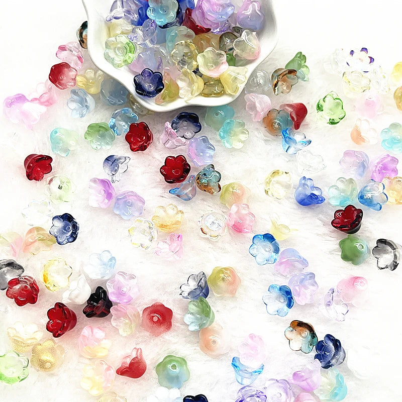 Neue 20 teile/los 7X12mm Bunte Bellflower Lampwork Perlen Kappen Glas Spacer Perlen für Schmuck Machen DIY Armbänder haarnadel