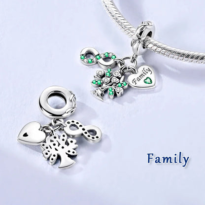 Original-Charm aus 925er Silber, Baum des Lebens, Familienanhänger, passend für Armbänder, Halsketten, DIY-Modeschmuck