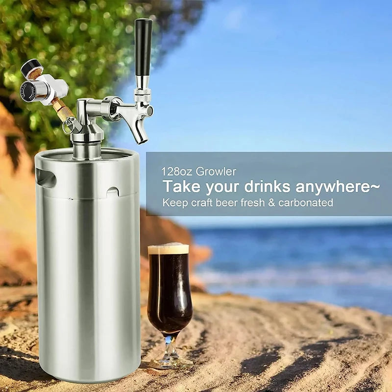 Neuer Mini-Bierfass, einwandiger Bierkräuter, nachfüllbar, tragbar, zum Basteln von Getränken, Kombucha, Nitro-Kaffee-Seltzer, 2 l/3,6 l/4 l/5 l, SS304