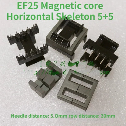 EF25 Ferritkern, der einen Satz 5+5 horizontaler Skelettkernelement-PC40-Materialtransformator unterstützt