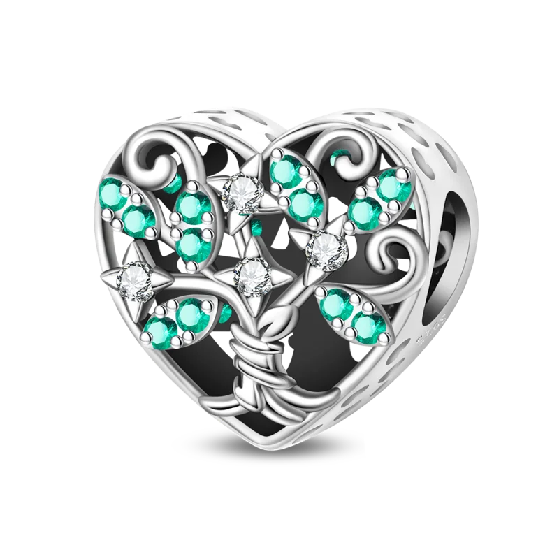 Anhänger aus 925er-Sterlingsilber, grüne Serie, Blumenbaum, Apfel-Anhänger, DIY, feine Perlen, passend für Original-Charms-Armbänder, Damenschmuck, Diy