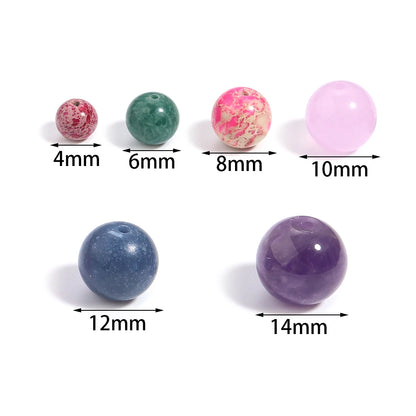 20–100 Stück, 4, 6, 8, 10, 12, 14 mm, Natursteinperlen, gemischte Farben, runde lose Perlen für Schmuckherstellung, DIY-Halskette, Armbänder, Zubehör