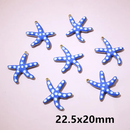 10 Stück 2 Größen Edelstahl Seestern Charms Anhänger Emaille DIY Schmuck Herstellung Zubehör Zubehör Zubehör Armband Halskette Ohrringe