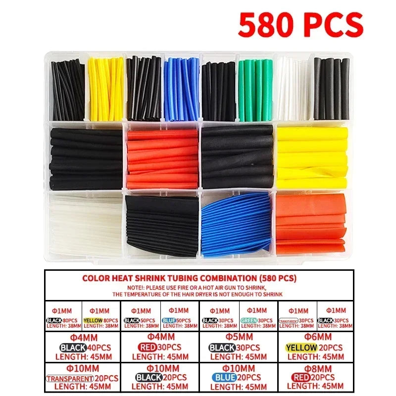 530/560/580/800PCS Schrumpfschläuche kit 2:1 Schrumpf Draht Schrumpfen Wrap Schläuche Draht verbinden Abdeckung Schutz