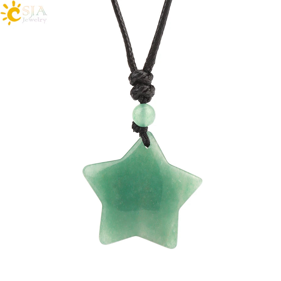 Heilende Stern Kristall Halskette Naturstein Anhänger Tigerauge Amethyst Rosenquarz Schwarz Obsidian Halsketten für Männer Frauen H301