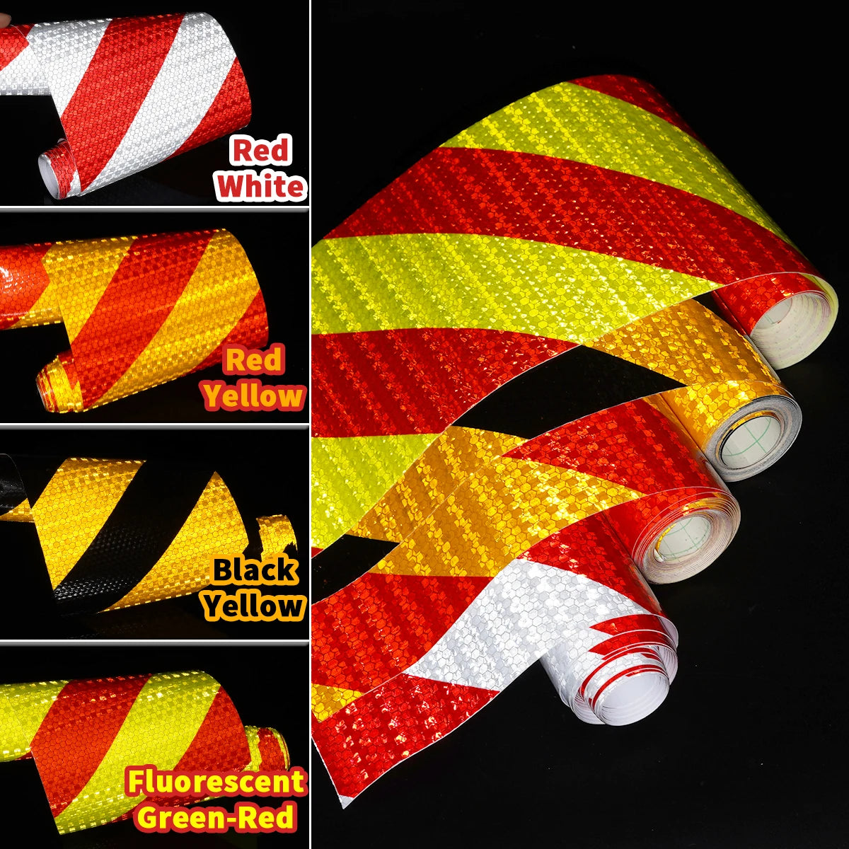 15 cm breites diagonales PVC-Reflektorband, selbstklebendes, wasserdichtes Sicherheitswarnband, Identifikationsband für LKW, Motorrad, Fahrrad, Auto