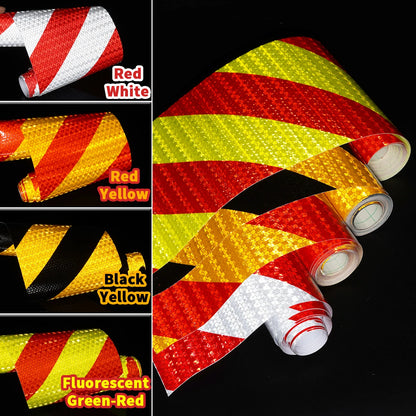 15 cm breites diagonales PVC-Reflektorband, selbstklebendes, wasserdichtes Sicherheitswarnband, Identifikationsband für LKW, Motorrad, Fahrrad, Auto