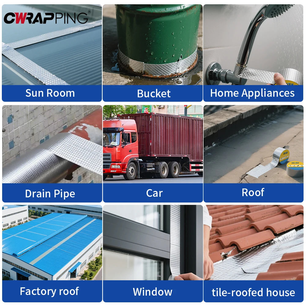 Super klebriges Butylkautschukband aus Aluminiumfolie, hohe Temperaturbeständigkeit, wasserdichtes Reparaturband für Dachrohre, Risse, Kanal, Stoppen von Leck