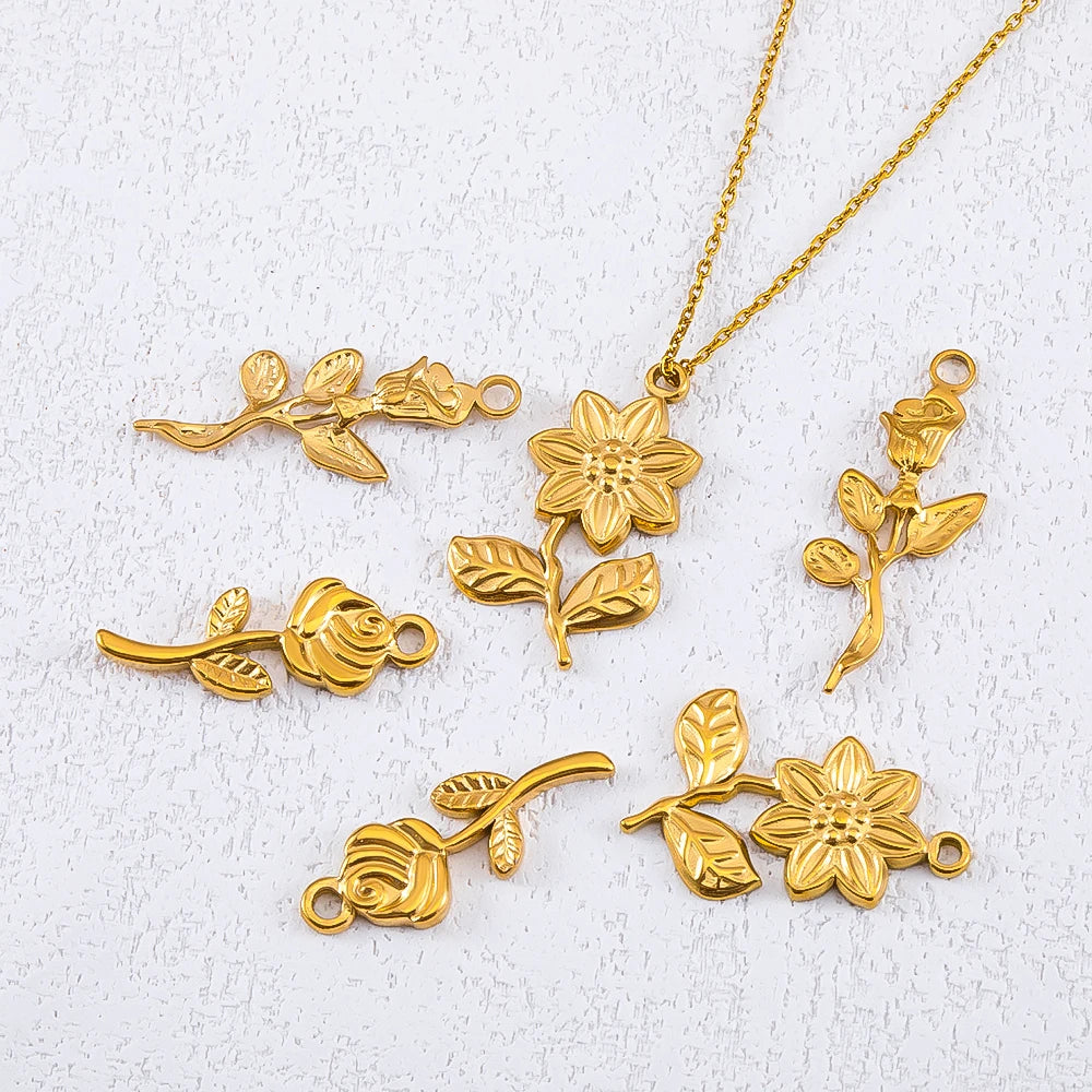 2 Stück 5 Stück Edelstahl Blume Schmetterling Liebe Herz Schleife Anhänger für DIY Halskette Ohrring Geschenk Schmuckherstellung Zubehör