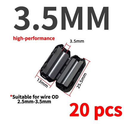 20 Stück Magnet ring Ferrit filter Anti-Interferenz-Abschirmung abnehmbarer EMK-Innen durchmesser 3,5mm 5/7/9/11/13/15mm