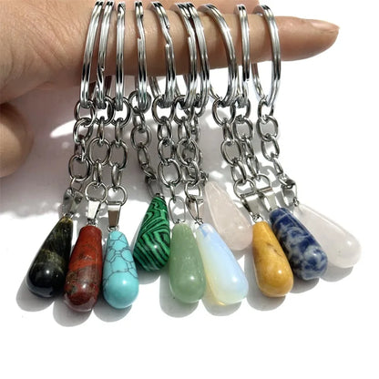 20 stücke Natürliche Raue Rohstein Kristall Quarz Schlüsselbund Frauen Männer Handtasche Hangle Auto Schlüssel Halter Raw Mineral Stein Schlüsselring schmuck