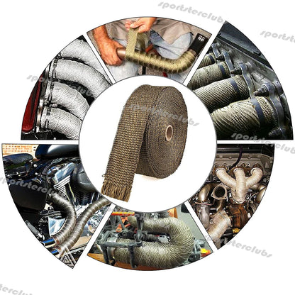 5M/10M/15M Titan Schwarz Fiberglas Thermische Auspuff Header Rohr Wärme Wrap Turbo Rohr verteiler Wärmedämmung Band Rolle 50mm