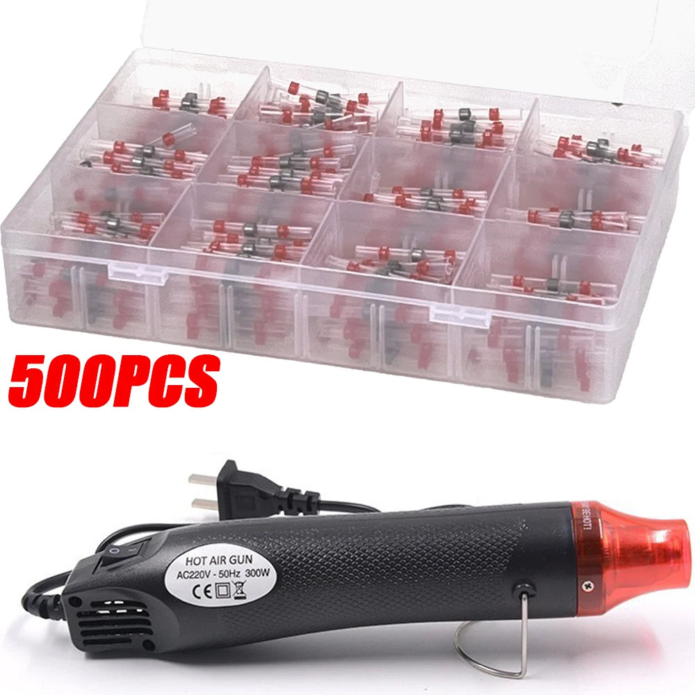 50-1000PCS Schrumpf Butt AWG22-18 Rot Solder Isolierte Wasserdichte Elektrische Spleiß Draht Anschlüsse mit Heißluftpistole Uns/Eu
