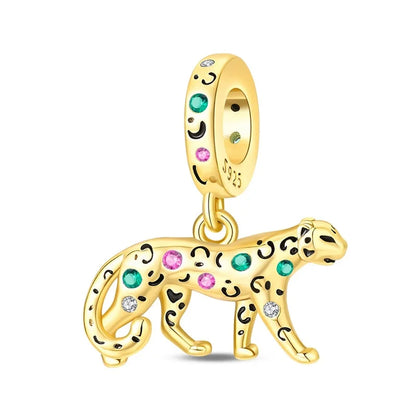 Original-Charm-Perlen aus 925er-Sterlingsilber, goldener Leopard, Glühwürmchen, Schmetterling, Heißluftballon-Perlen, passend für DIY-Armbänder, edler Schmuck