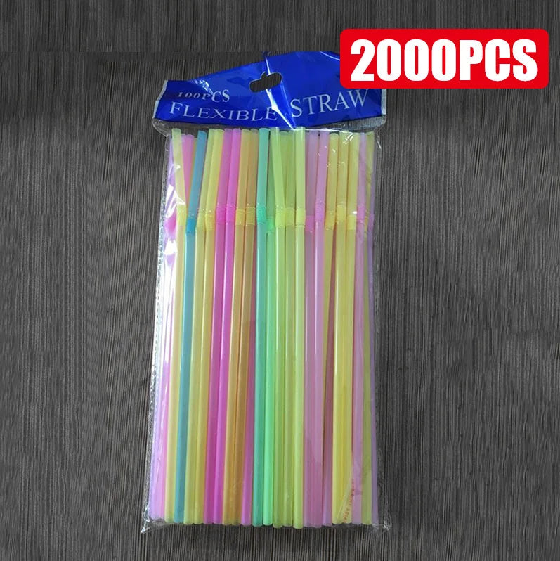 50-3000PCS Mehrfarbige Trinkhalme rietjes Milch Tee Bar Party Hochzeit Küche Home Zubehör Getränke Schwarz Stroh Großhandel