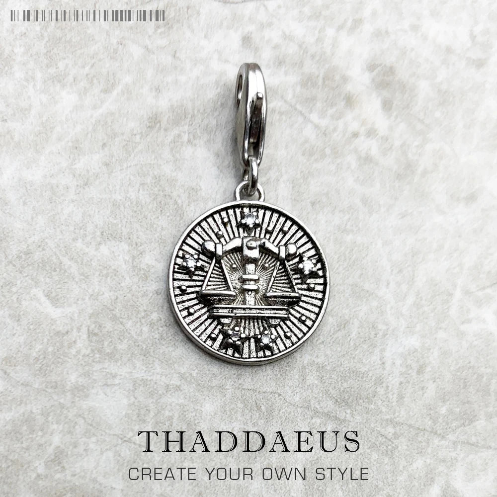 Charm-Anhänger Widder Stier Zwillinge Krebs Löwe Jungfrau Waage Skorpion Sgr Cap Aqu Fische Sternzeichen Vintage Geschenk 925er Sterlingsilber