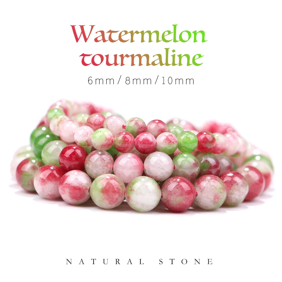 Natursteinperlen Wassermelone Turmalin Jade Lose Distanzperlen für Schmuckherstellung DIY Halskette Armband Handgefertigte Accessoires