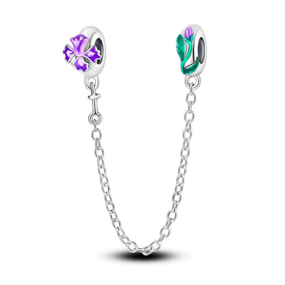 Sicherheitsketten aus 925er-Sterlingsilber, violette Serie, Schmetterling, Widder, Zwillinge, passend für Original-Armbänder, DIY-Schmuckherstellung, Geschenk für Frauen