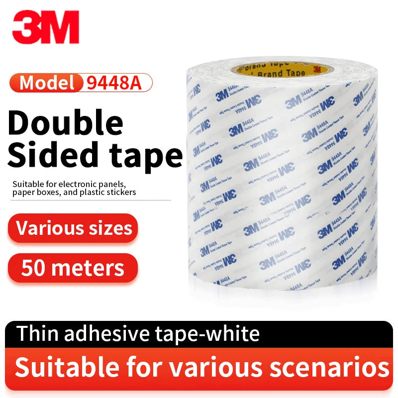 3M doppelseitiges Klebeband, 50 Meter, 9448A, weiß, hohe Haftung, für Büro, Studenten, Fahrzeug, Dekoration, selbstklebendes Papier, handgefertigtes Klebeband