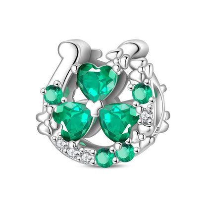 Glücksbringer aus 925er-Sterlingsilber mit vierblättrigem Kleeblatt, Hufeisenkrabbe, Marienkäfer-Zahlen-Charm, passend für DIY-Armbänder, Halsketten, Gesundheit, Glücksgeschenke