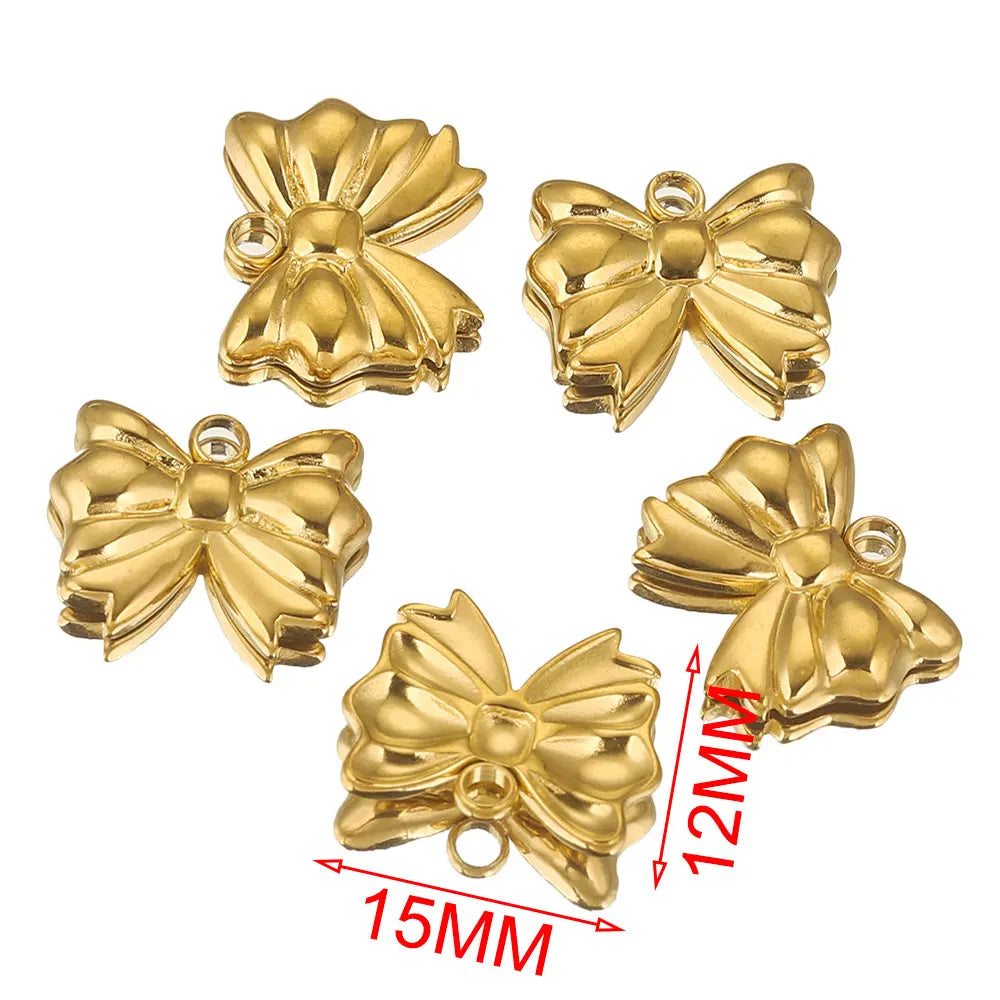 5 Stück Edelstahl Charms Bogen Charm vergoldet Charm DIY Ohrringe Armband Schmuckherstellung Materialien Handwerk Großhandel Bulk