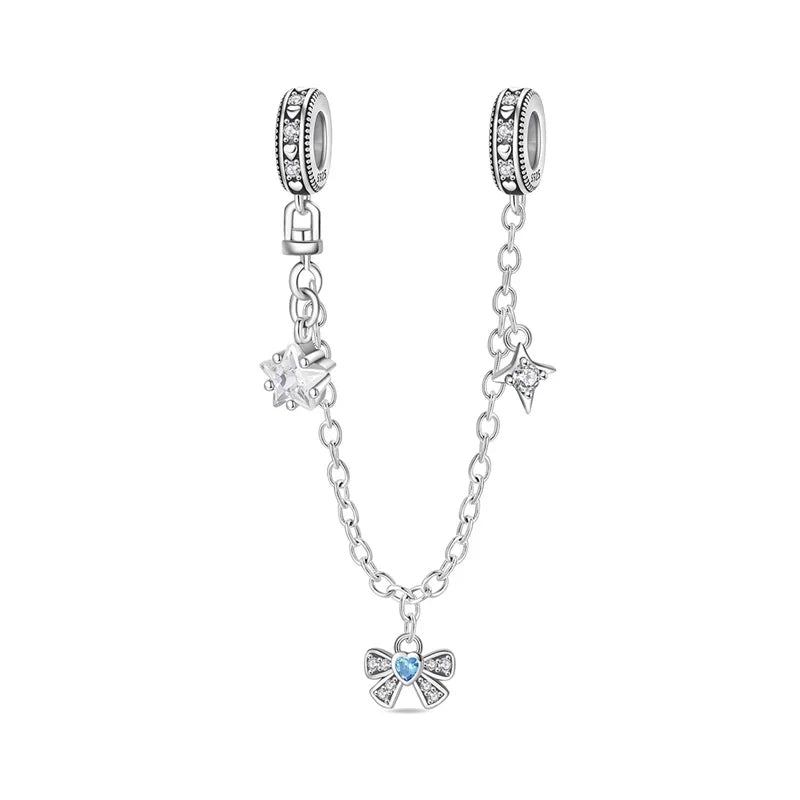 Exquisite Seestern-Perlen aus 925er-Sterlingsilber und vierblättriges Kleeblatt, baumelnder Charm für Armbänder und Halsketten, blaues romantisches Anhänger-Geschenk