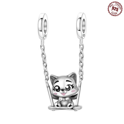 Exquisiter 925 Sterling Silber Panda Chamäleon Waschbär, Koi Welpen Tier-Anhänger Passend für DIY Armband Halskette Premium Party Geschenke