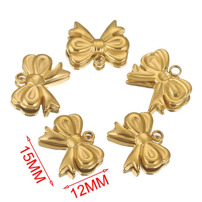 5 Stück Edelstahl Charms Bogen Charm vergoldet Charm DIY Ohrringe Armband Schmuckherstellung Materialien Handwerk Großhandel Bulk