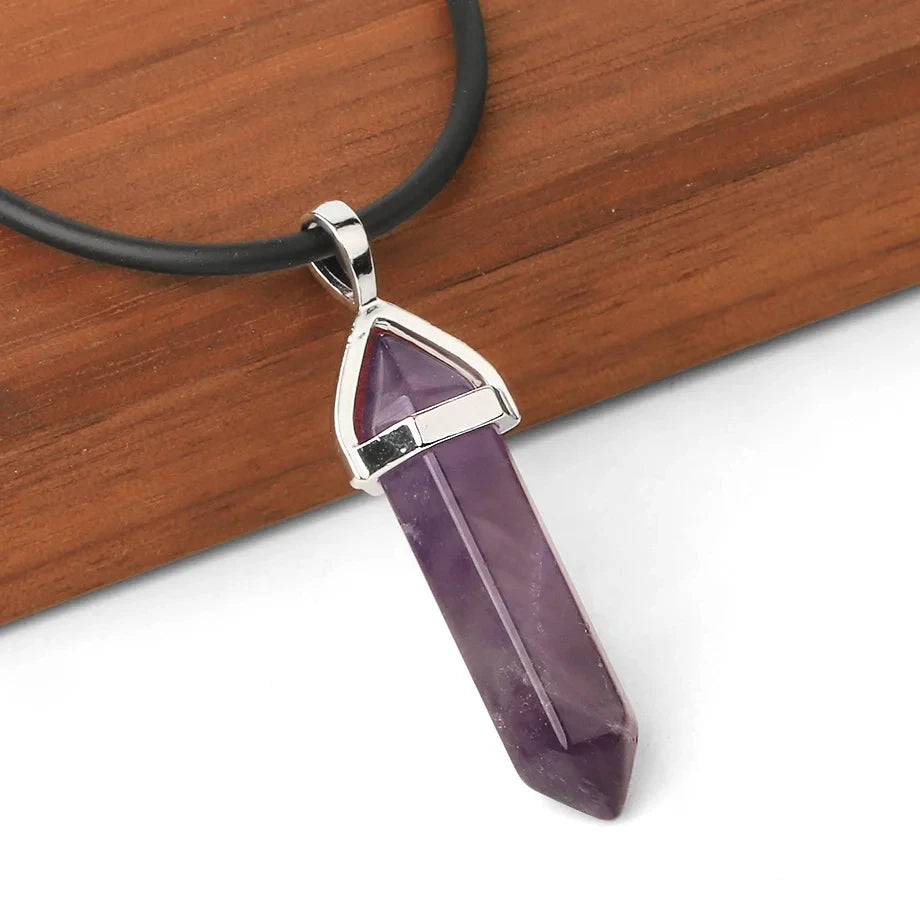 CSJA Sechseckige Kugel Kristall Halsketten Natürlicher Edelstein Quarz Halskette Anhänger Chakra Amethysten Rosa Quarz Lapislazuli G957