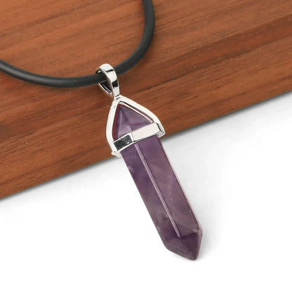 CSJA Sechseckige Kugel Kristall Halsketten Natürlicher Edelstein Quarz Halskette Anhänger Chakra Amethysten Rosa Quarz Lapislazuli G957