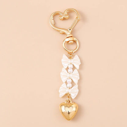 Aihua süße Y2K Metall Perle Liebe Herz Schleife Schlüsselanhänger für Frauen Mädchen Handtasche Anhänger DIY Schlüsselanhänger handgemachte Schmuck Geschenke