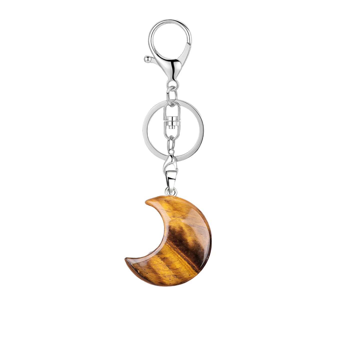 Handgekochter Kristall-Anhänger in Mondform, Schlüsselanhänger, farbiger Quarz, Halbmond, DIY-Schmuck-Rucksack