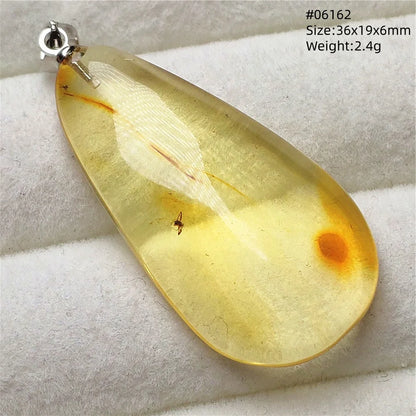 Natürlicher Piebald-Bernstein-Anhänger, gelber Bernstein, 36 x 23 x 14 mm, Edelstein-Anhänger, Halskette, Schmuck, AAAAA