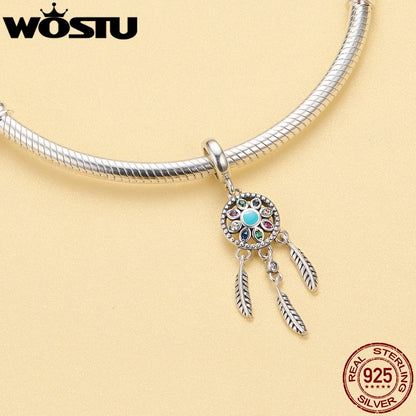 WOSTU 925 Sterling Silber Tier Cat Charm Anhänger Herz Familie Marienkäfer Bee Perlen Fit Original Armband DIY Schmuck Für Frauen