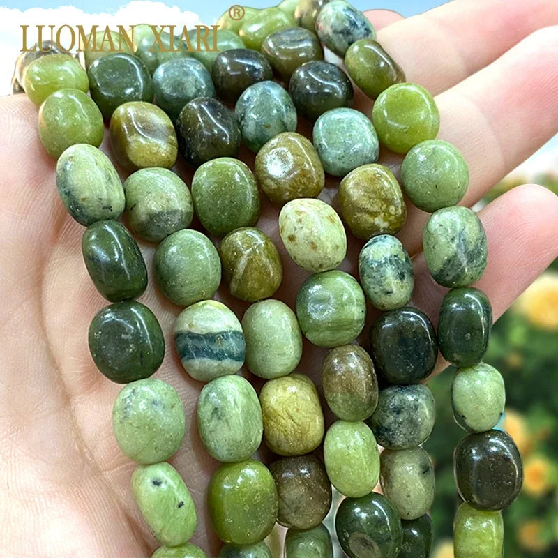 Natürliche Stein 8x12MM Unregelmäßige Raw Grün Taiwan Jade Jaspis Lose Spacer Perlen für Schmuck Machen Diy Armband zubehör 15''
