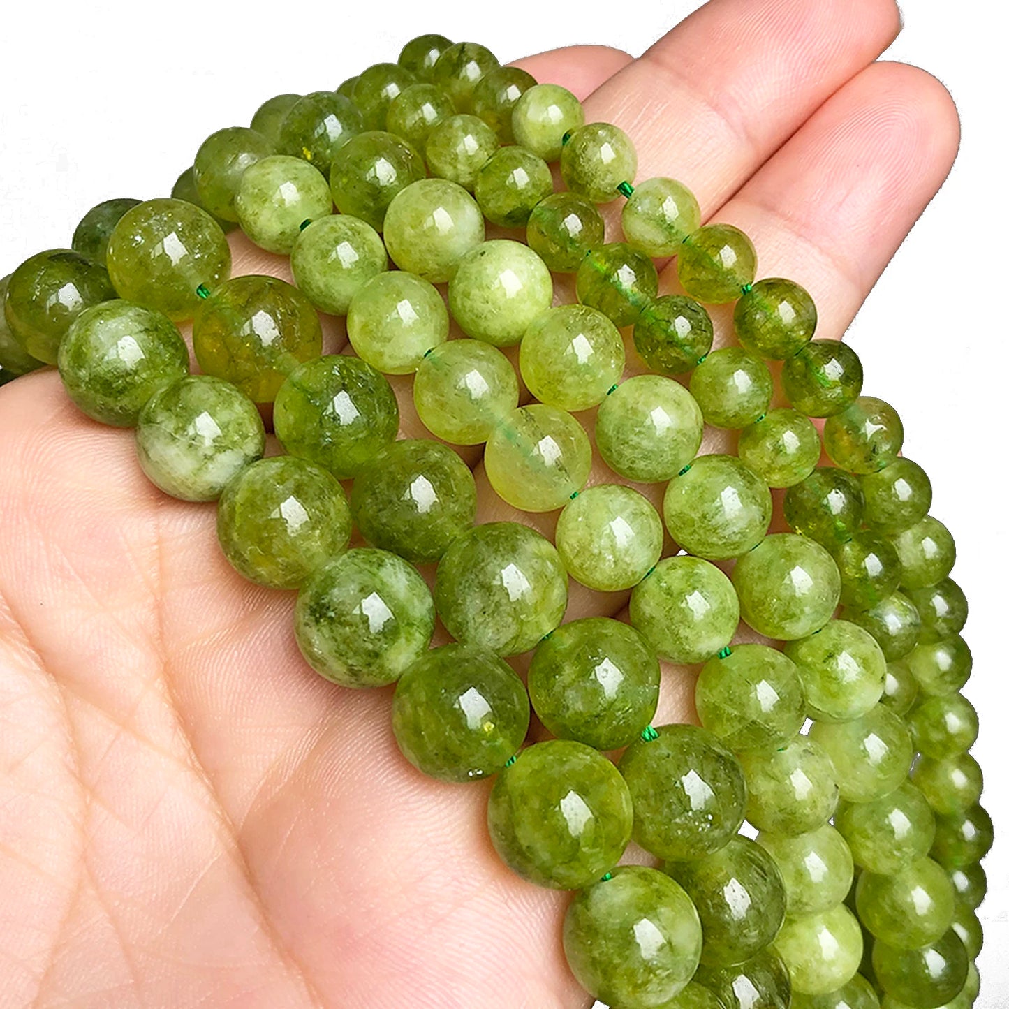 6-10mm Peridot Olivin Grün Kristall Perlen Diy Runde Lose Spacer Perlen für Schmuck Machen DIY Armband Halskette zubehör