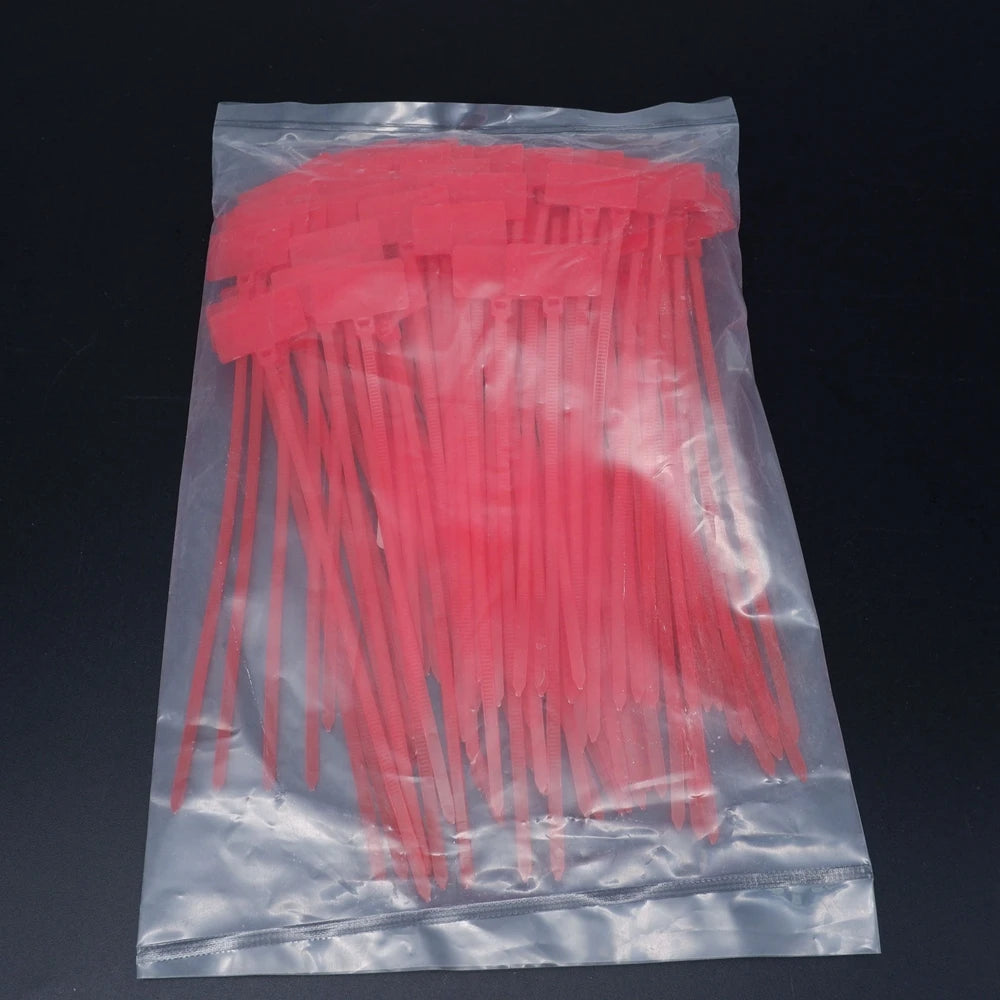 100 Stück Nylon-Kabelbinder, Etiketten, Kunststoffschlaufe, selbstsichernde Kabelbinder-Wraps, Netzwerk-Befestigungsgurte, Marker, 4 x 150 mm, 3 x 100 mm, 4 x 200 mm
