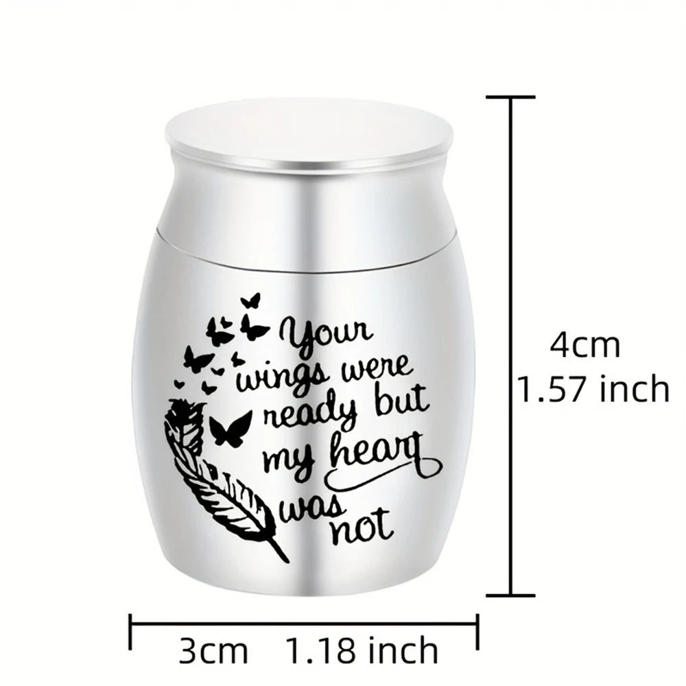 Small Keepsake Urns for Ashes Mini Cremation Urn for Ashes Aluminum Alloy Pets/Human Memorial Ashes-Your wings were ready..