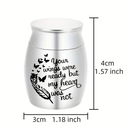 Small Keepsake Urns for Ashes Mini Cremation Urn for Ashes Aluminum Alloy Pets/Human Memorial Ashes-Your wings were ready..