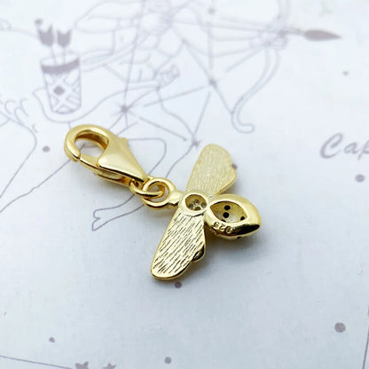 925 Sterling Silber Schöne Gold Farbe Bee Tier Anhänger Charme Für Frauen Männer Edlen Schmuck