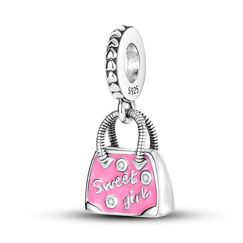 Neue 2025 925 Sterling Silber Charms Perlen Liebe Herz Rosa Original Charm Anhänger Fit Charm Armbänder DIY Schmuck Geburtstag Geschenk