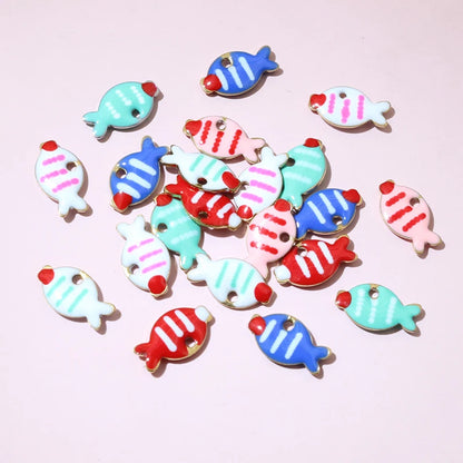 20 Stück 10x6mm Edelstahl Emaille Fisch Charms Anhänger niedlich klein Edelstahl DIY Schmuck Herstellung Zubehör Ergebnisse