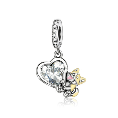 Animal Series Charms aus 925er-Sterlingsilber, Kaninchen, Katze, Pfau, Elefant, Türkei, Hund, passend für DIY-Armbänder, Halsketten, niedliche dekorative Geschenke