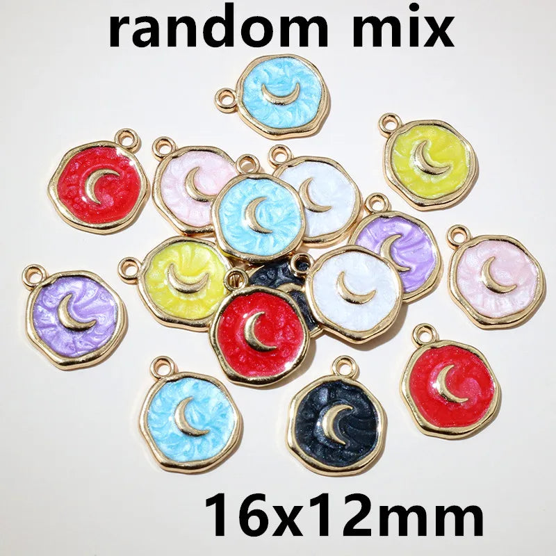 20 Stück Emaille Mond Herz Charms Anhänger Legierung Metall DIY Schmuck Herstellung Zubehör Ergebnisse für Armband Ohrringe Halskette