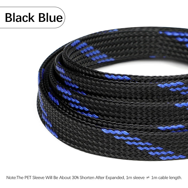 5M PET Isolierter Kabelmantel 2 4 6 8 10 12 14 16 20 25 30mm Erweiterbarer Hochdichter Geflochtener Schutzmantel für Kabelschutz