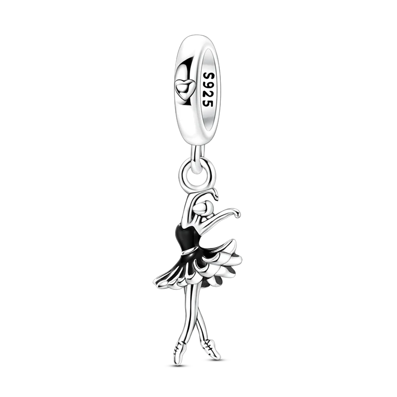 Original 925 Sterling Silber Goldene Haustiere Charms Perle Bunte Zirkonium Klee Engel Herz Baumeln Fit Armband DIY Schmuck Geschenk