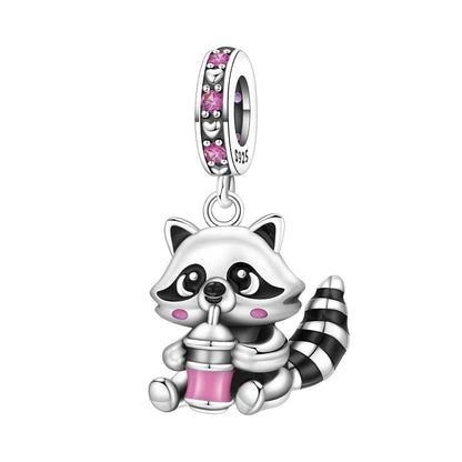 Exquisiter 925 Sterling Silber Panda Chamäleon Waschbär, Koi Welpen Tier-Anhänger Passend für DIY Armband Halskette Premium Party Geschenke