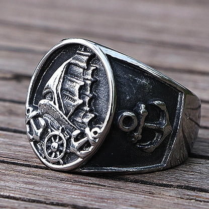 Nordic Segelboot Piraten Ring Für Männer 316L Edelstahl Biker Viking Ring Männer Frauen Kompass Anker Ringe Mode Schmuck Geschenk